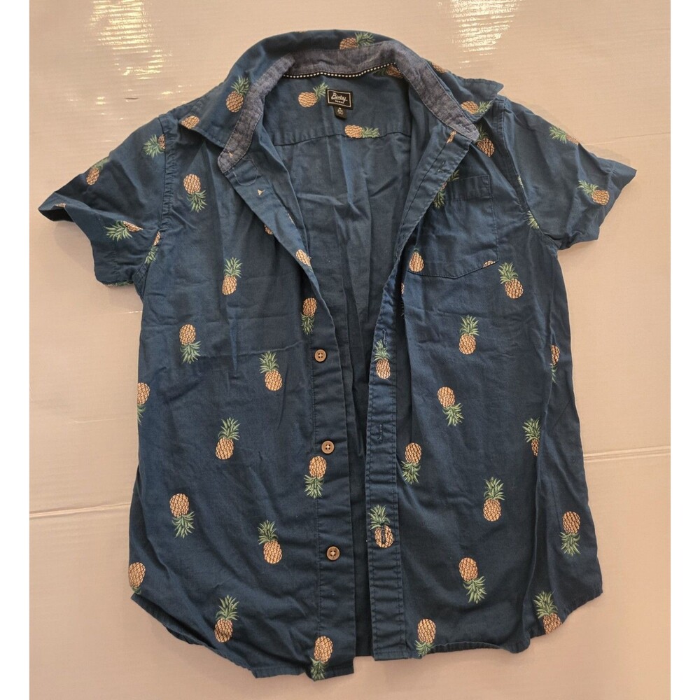 Bixby Nomad Boys Blue Pineapple Print Button-Up Shirt M 8-10 Casual Tropical